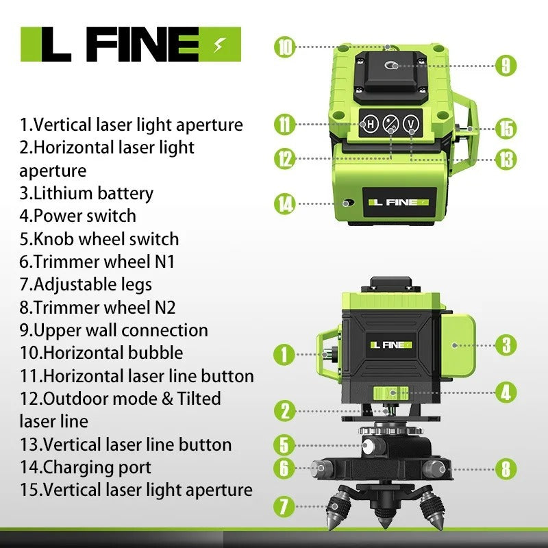 🌟 8/12/16 Line Laser Level with 360° Auto-Leveling | 4s Precision⚡Horizontal/Vertical Cross【Home & Construction Essential】LFINE Nivel Laser Tool for Wall Tiling & Framing 🌟 8/12/16 Line Laser Level with 360° Auto-Leveling | 4s Precision⚡Horizontal/Vertical Cross【Home & Construction Essential】LFINE Nivel Laser Tool for Wall Tiling & Framing